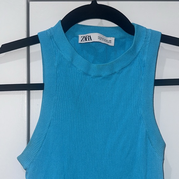 Zara Ribbed Turquoise Tank - Picture 2 of 2